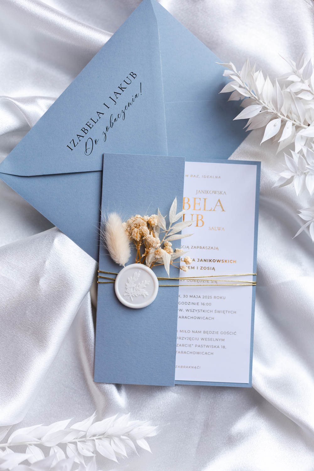 ZAPROSZENIE NA ŚLUB W FOLDERZE | DUSTY BLUE - obrazek 2