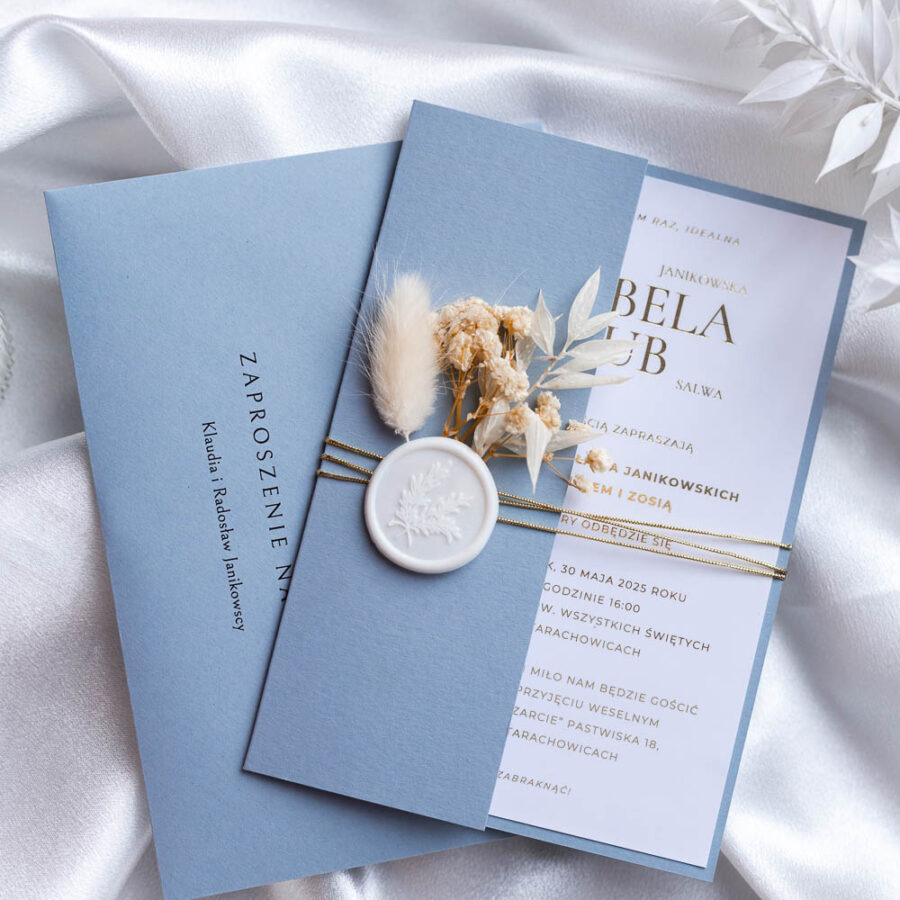 ZAPROSZENIE NA ŚLUB W FOLDERZE | DUSTY BLUE