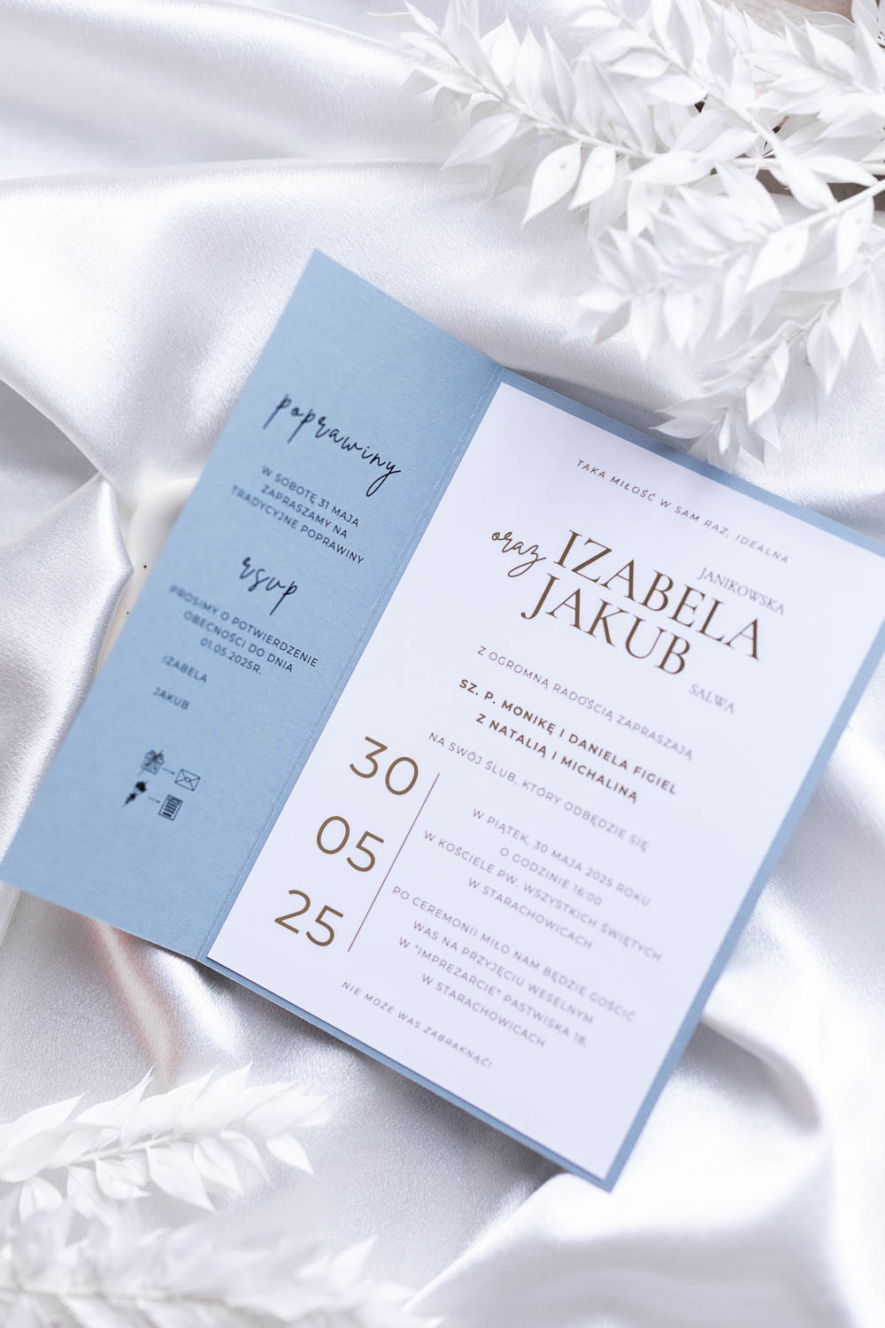 ZAPROSZENIE NA ŚLUB W FOLDERZE | DUSTY BLUE - obrazek 4