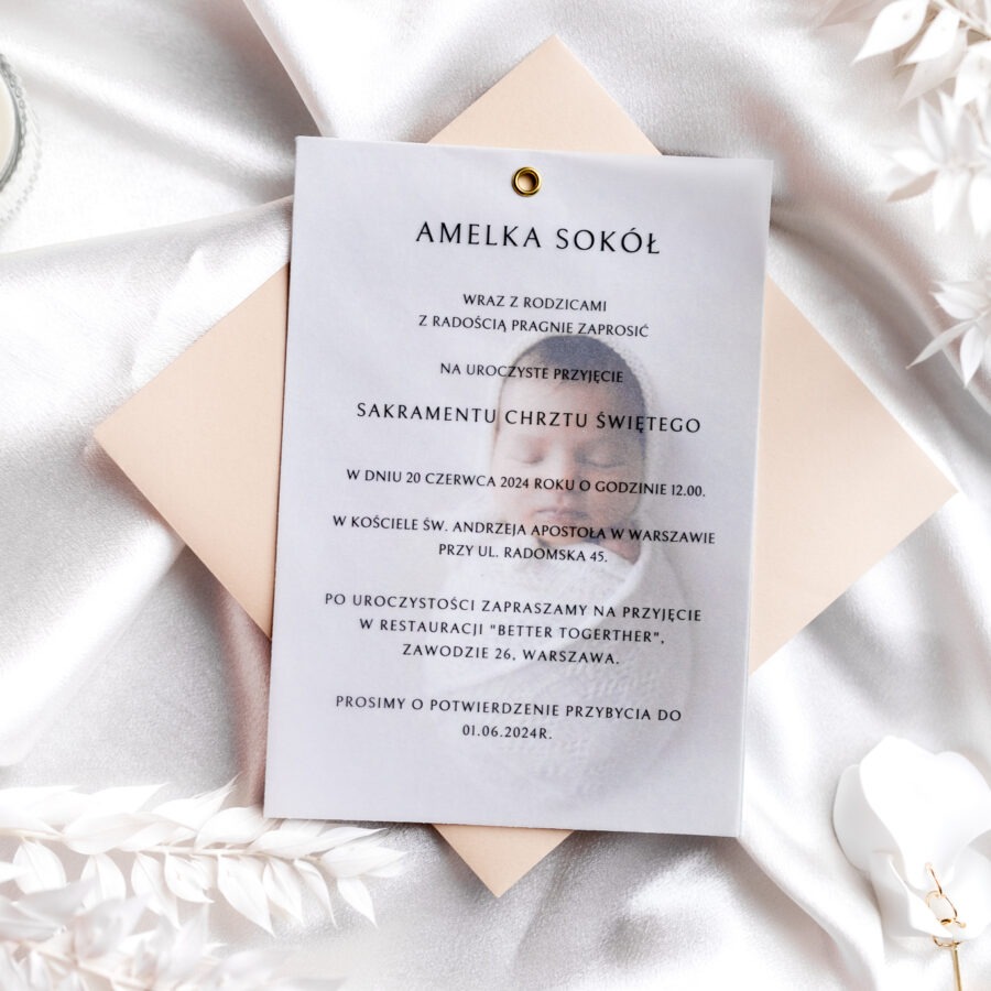 DELIKATNE ZAPROSZENIE ZE ZDJĘCIEM I KALKĄ II