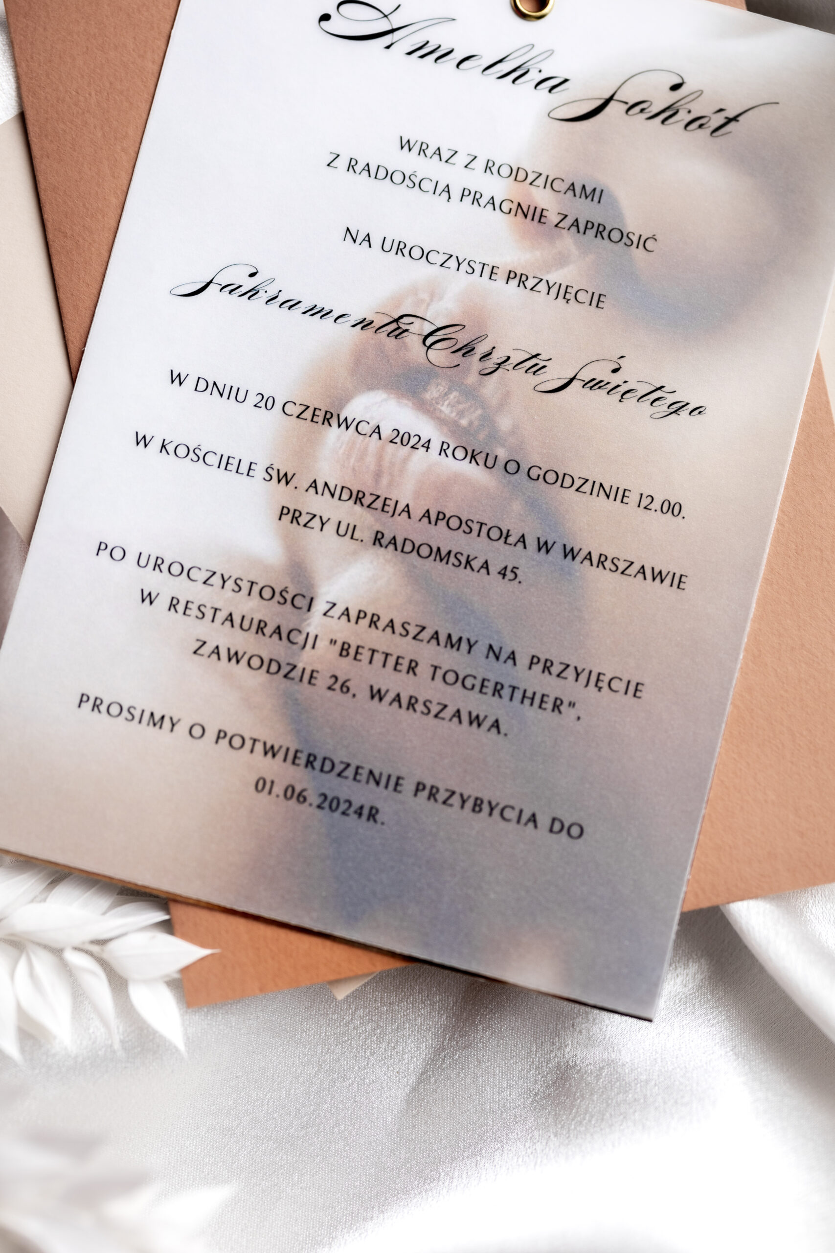 DELIKATNE ZAPROSZENIE ZE ZDJĘCIEM I KALKĄ - obrazek 3