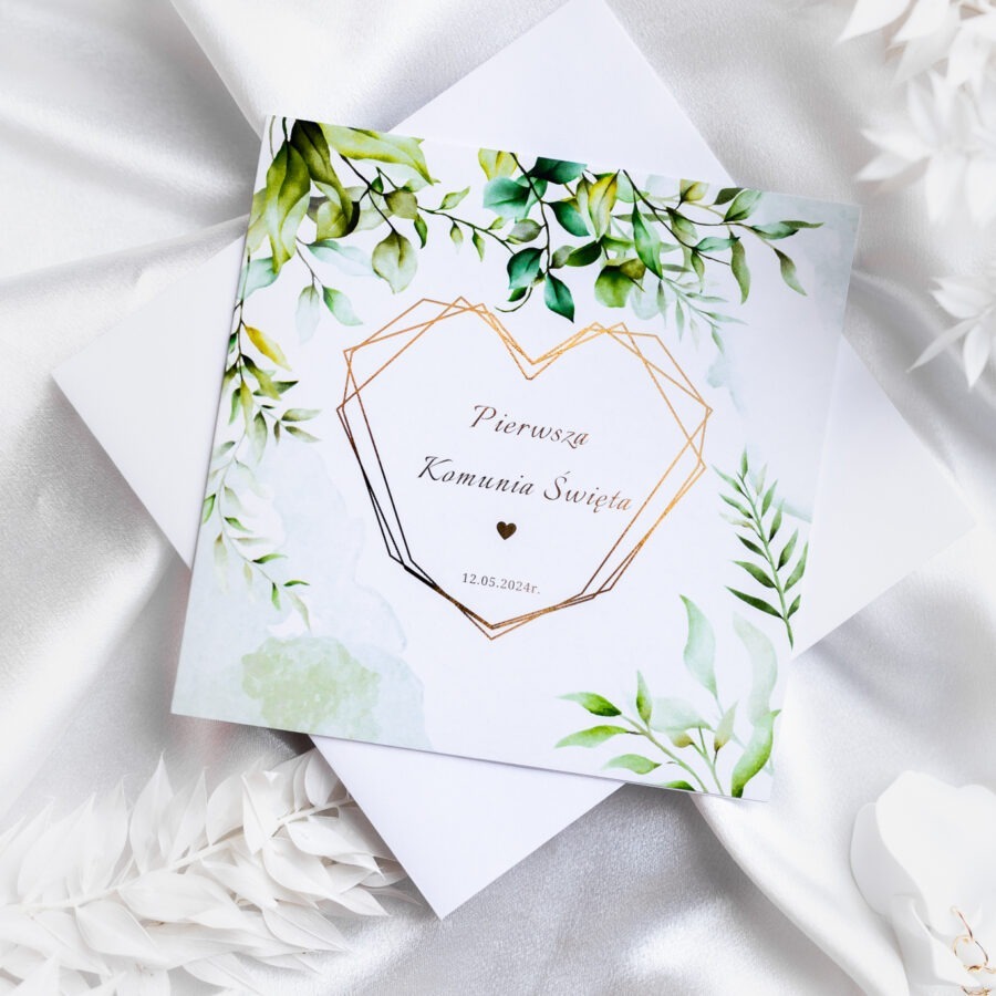 SKŁADANE, ZŁOCONE ZAPROSZENIE NA CHRZEST | KOMUNIĘ