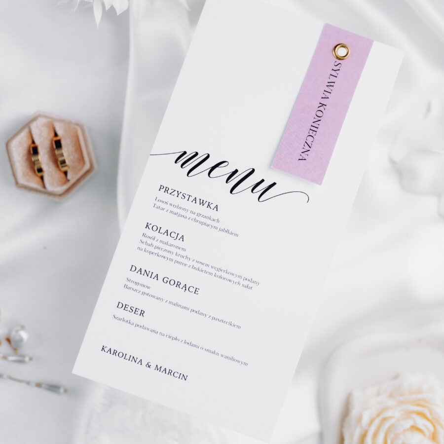MENU WESELNE Z WINIETKĄ I NITEM MISTY ROSE II