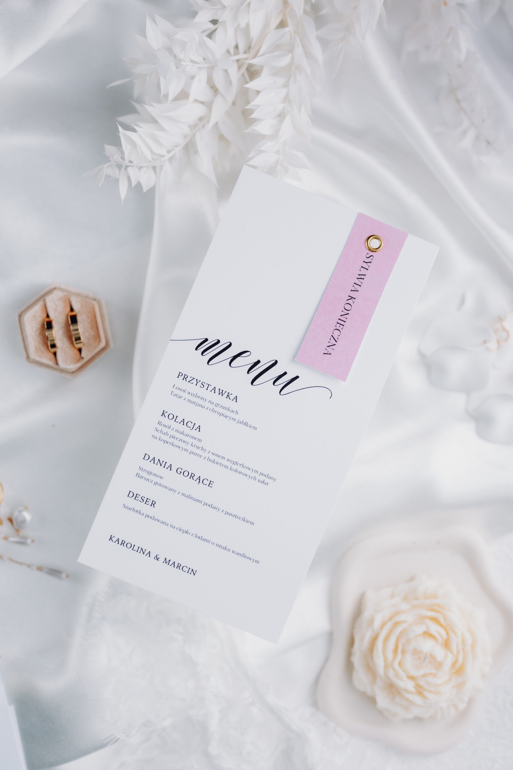 MENU WESELNE Z WINIETKĄ I NITEM MISTY ROSE II - obrazek 4