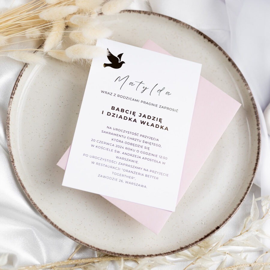 ZŁOCONE ZAPROSZENIE NA CHRZEST | PTAK
