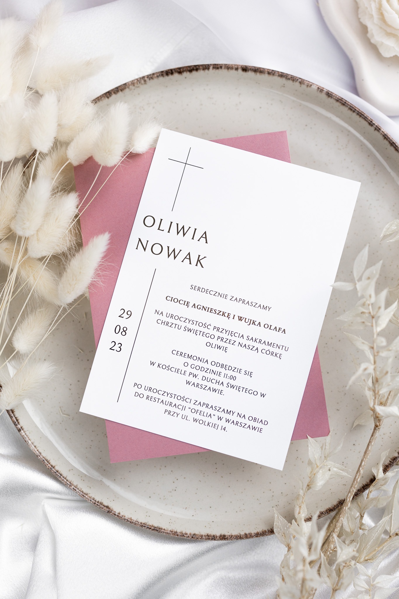 ZŁOCONE ZAPROSZENIE NA CHRZEST | KRZYŻ