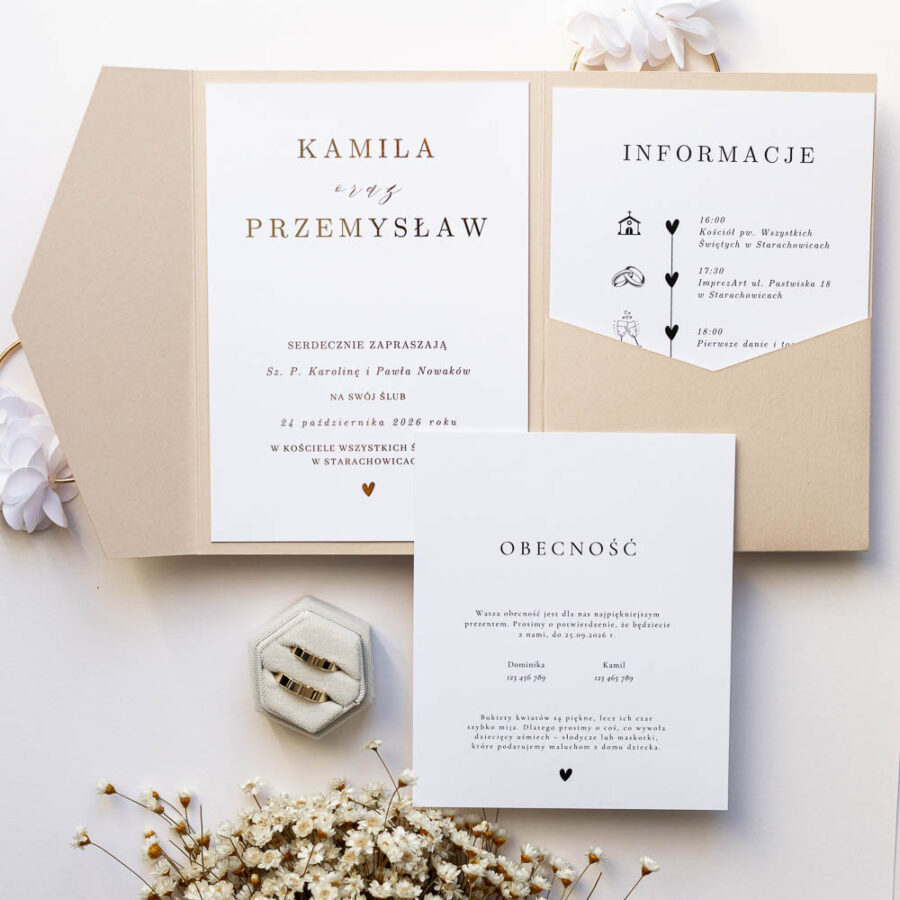 ZAPROSZENIE NA ŚLUB FOLDER | BEIGE