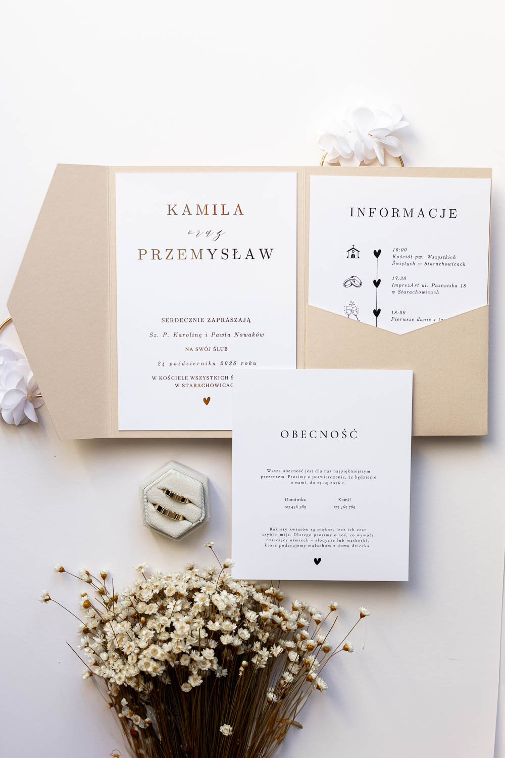 ZAPROSZENIE NA ŚLUB FOLDER | BEIGE