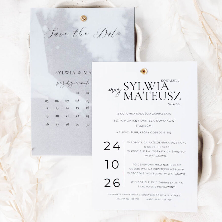 Zaproszenie ślubne z kalką i zdjęciem