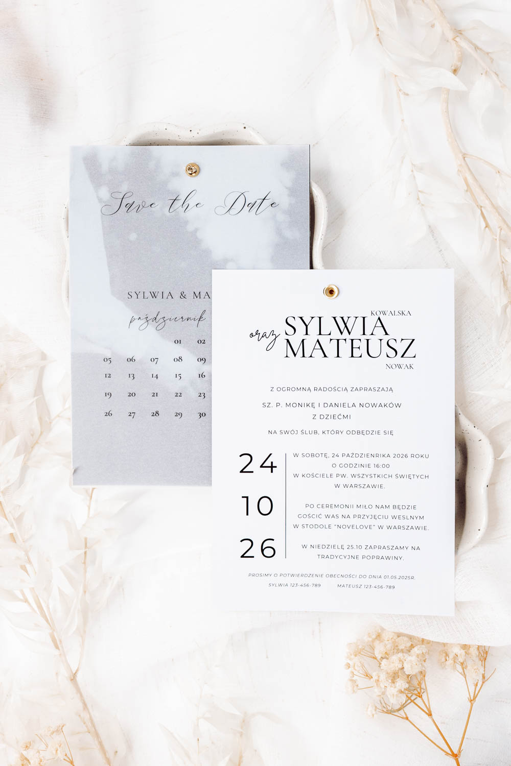 Zaproszenie ślubne z kalką i zdjęciem