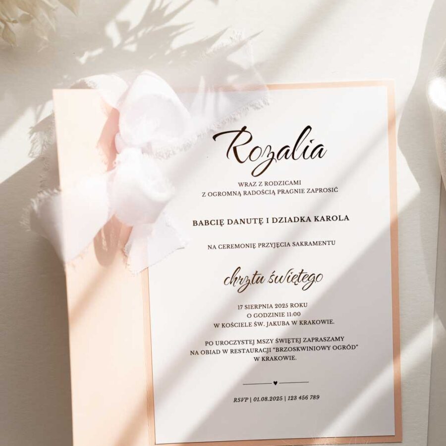 ZŁOCONE ZAPROSZENIE NA CHRZEST ŚWIĘTY