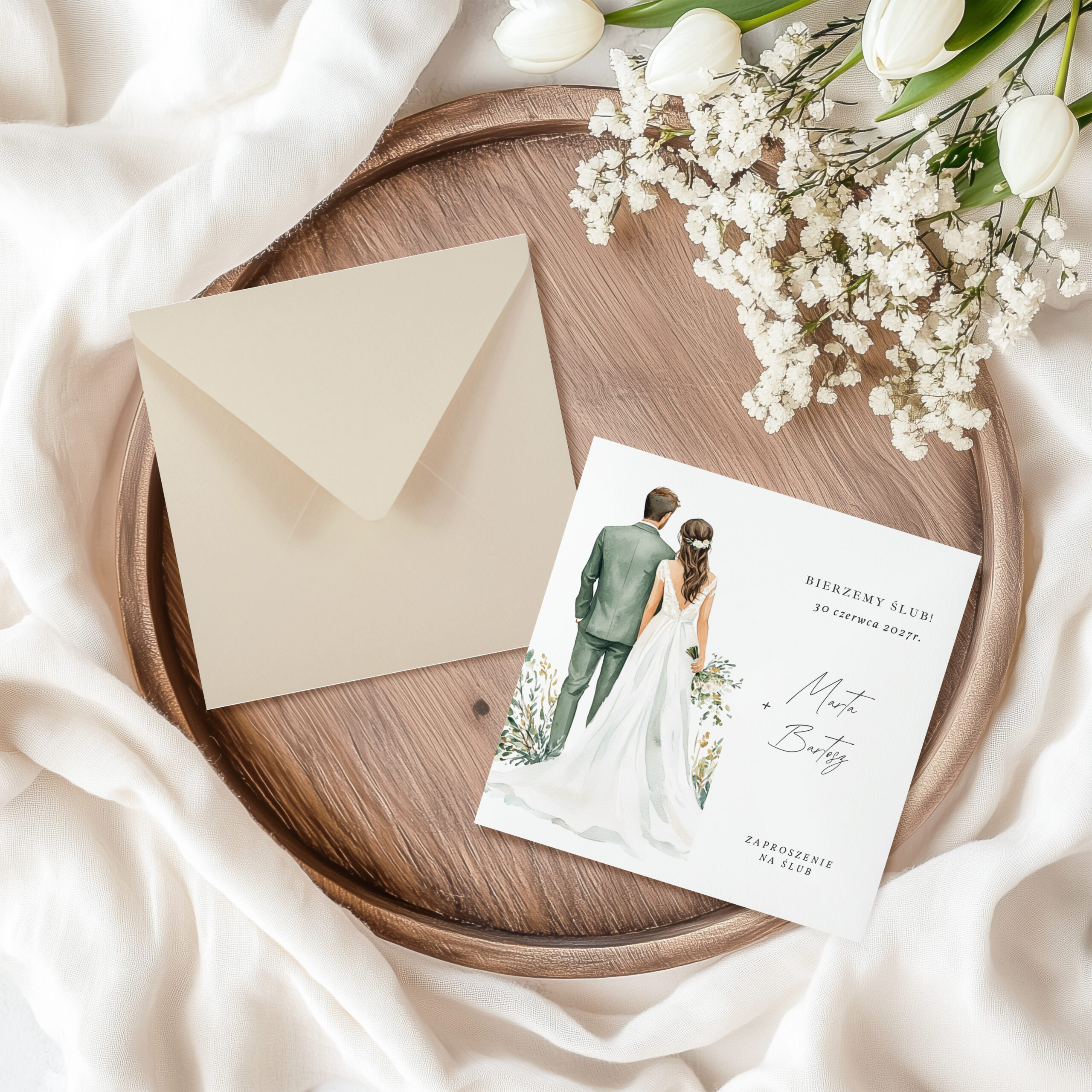 ZAPROSZENIE ŚLUBNE W PASTELOWYCH ODCIENIACH - PZ10