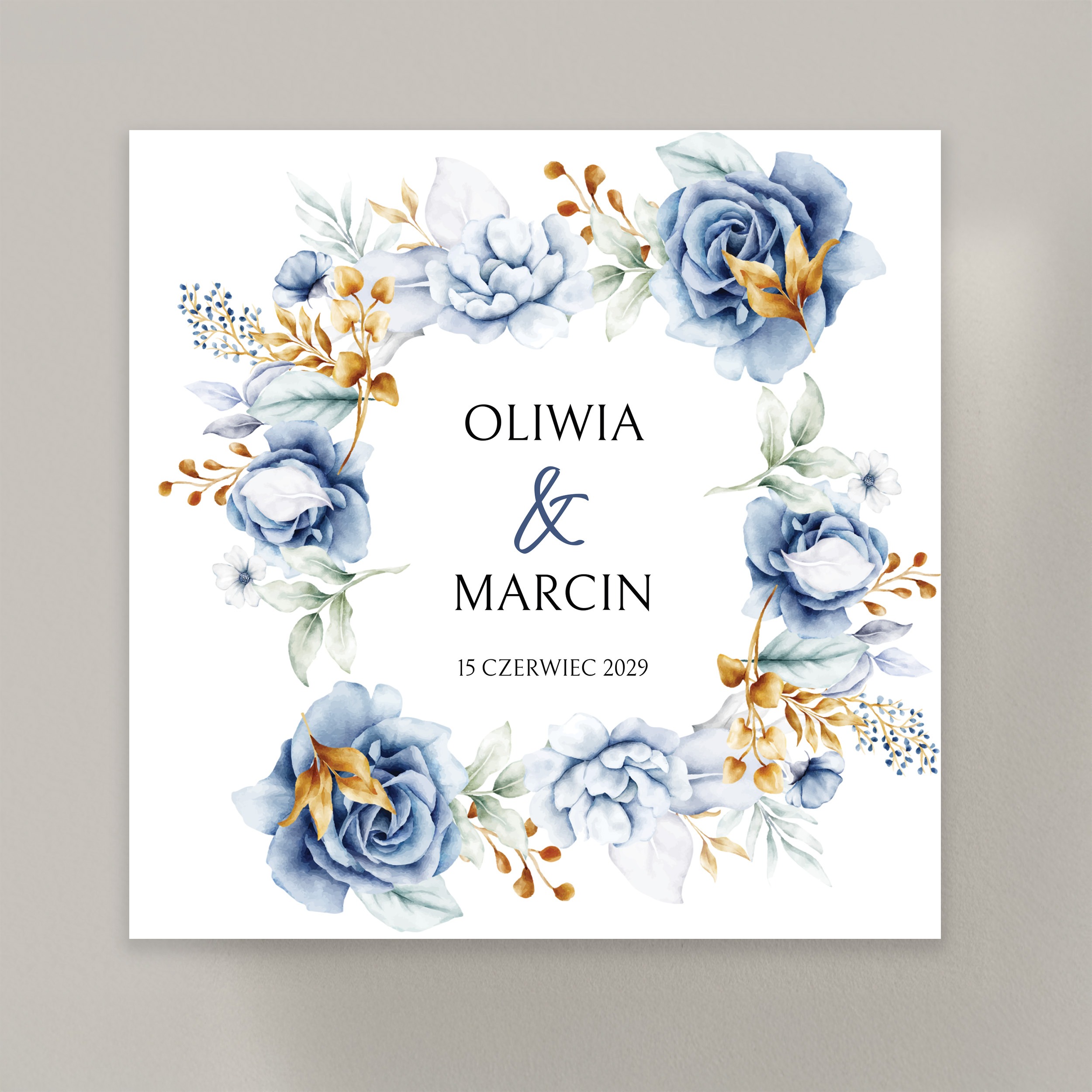 ZAPROSZENIE ŚLUBNE Z NIEBIESKIMI KWIATAMI - PZ16 - obrazek 4