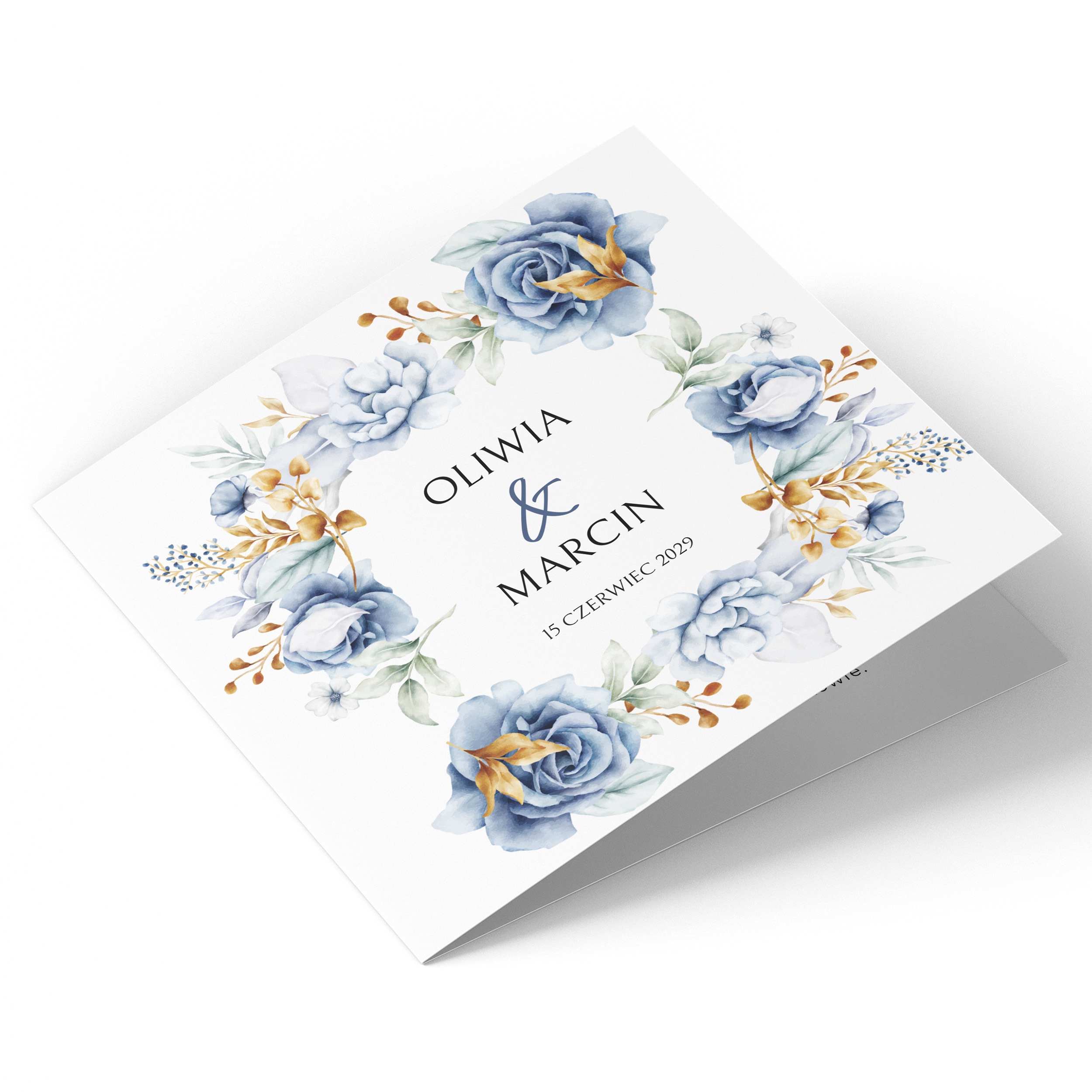 ZAPROSZENIE ŚLUBNE Z NIEBIESKIMI KWIATAMI - PZ16 - obrazek 5