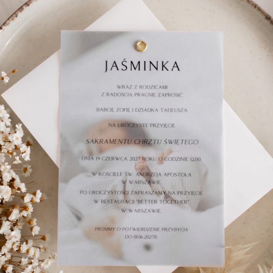ZAPROSZENIE NA CHRZEST Z KALKĄ I ZE ZDJĘCIEM C6