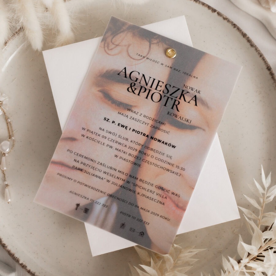 Zaproszenie ze zdjęciem i kalką K5