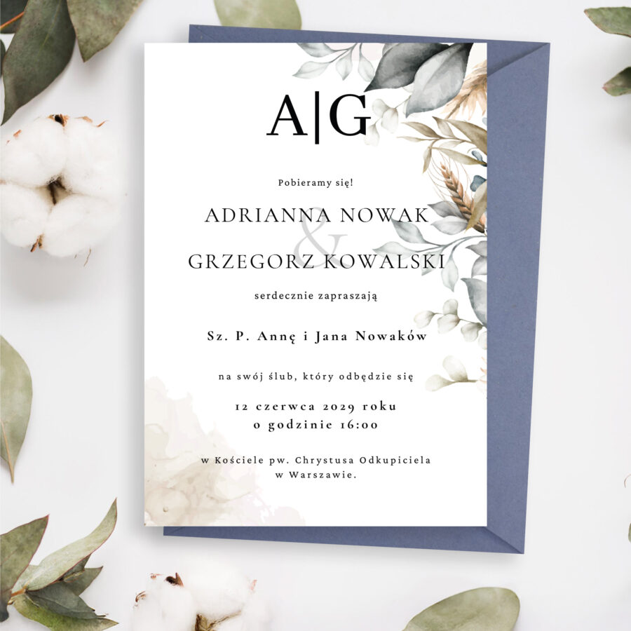 Zaproszenie ślubne jednokartkowe JZ-1