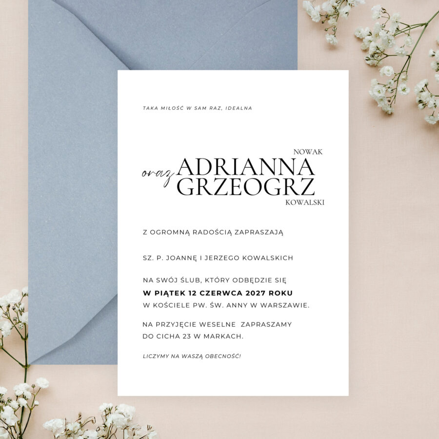 Zaproszenie ślubne jednokartkowe JZ-12