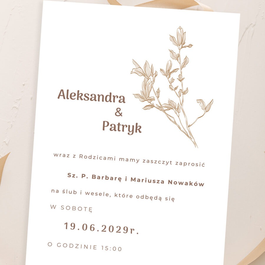 Zaproszenie ślubne jednokartkowe JZ-15