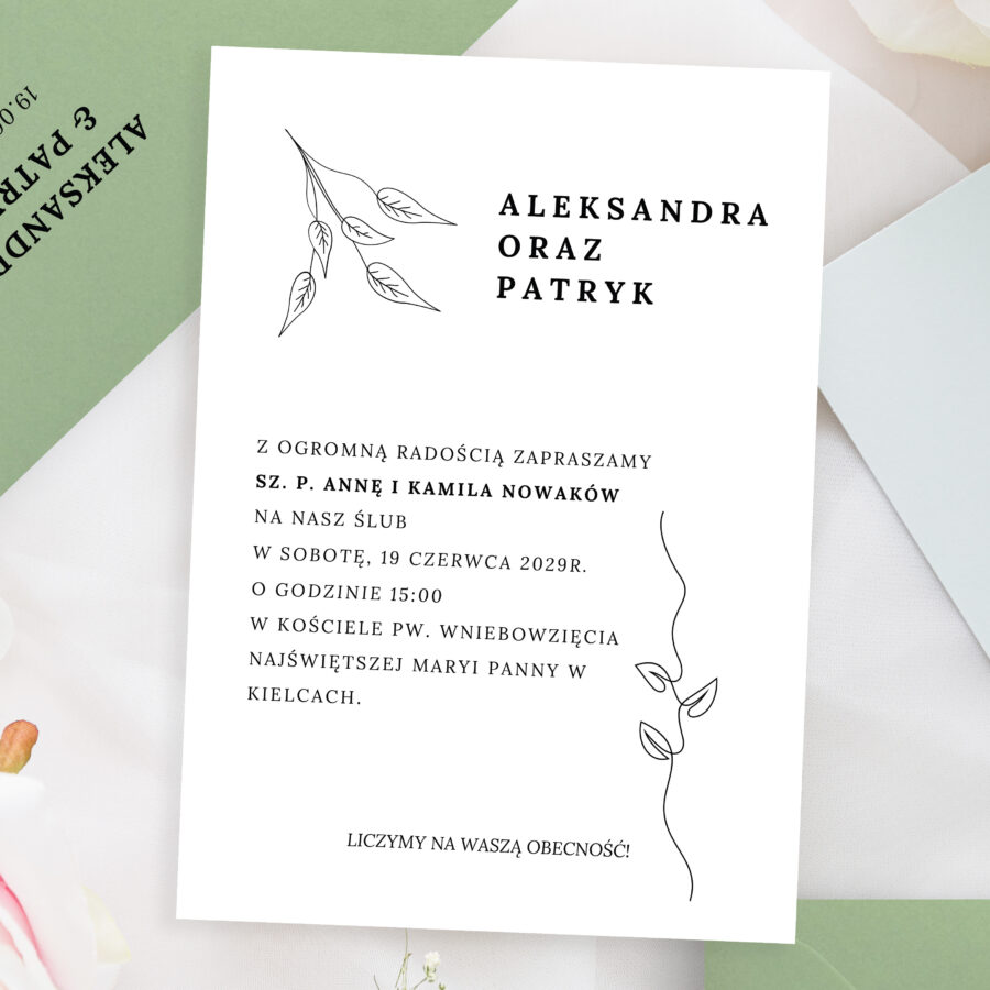 Zaproszenie ślubne jednokartkowe JZ-16