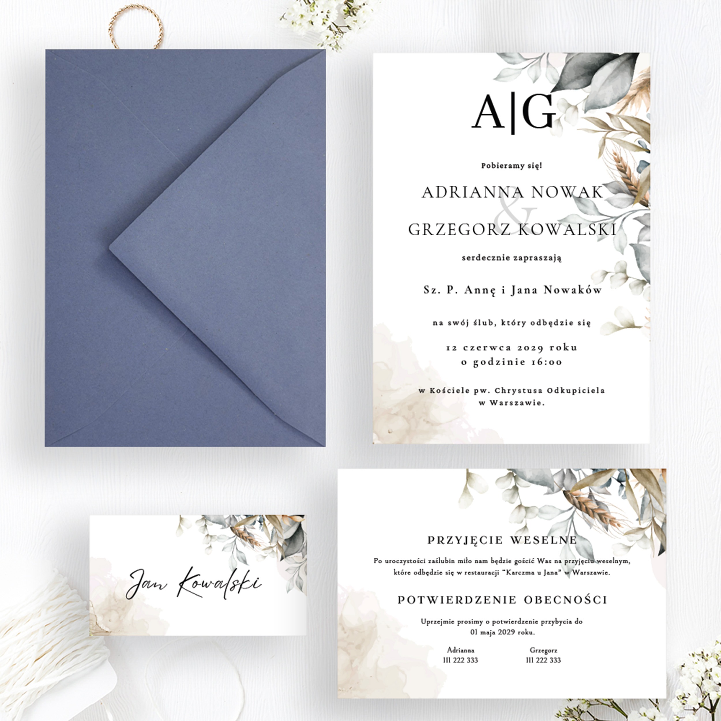 Zaproszenie ślubne jednokartkowe JZ-1 - obrazek 2