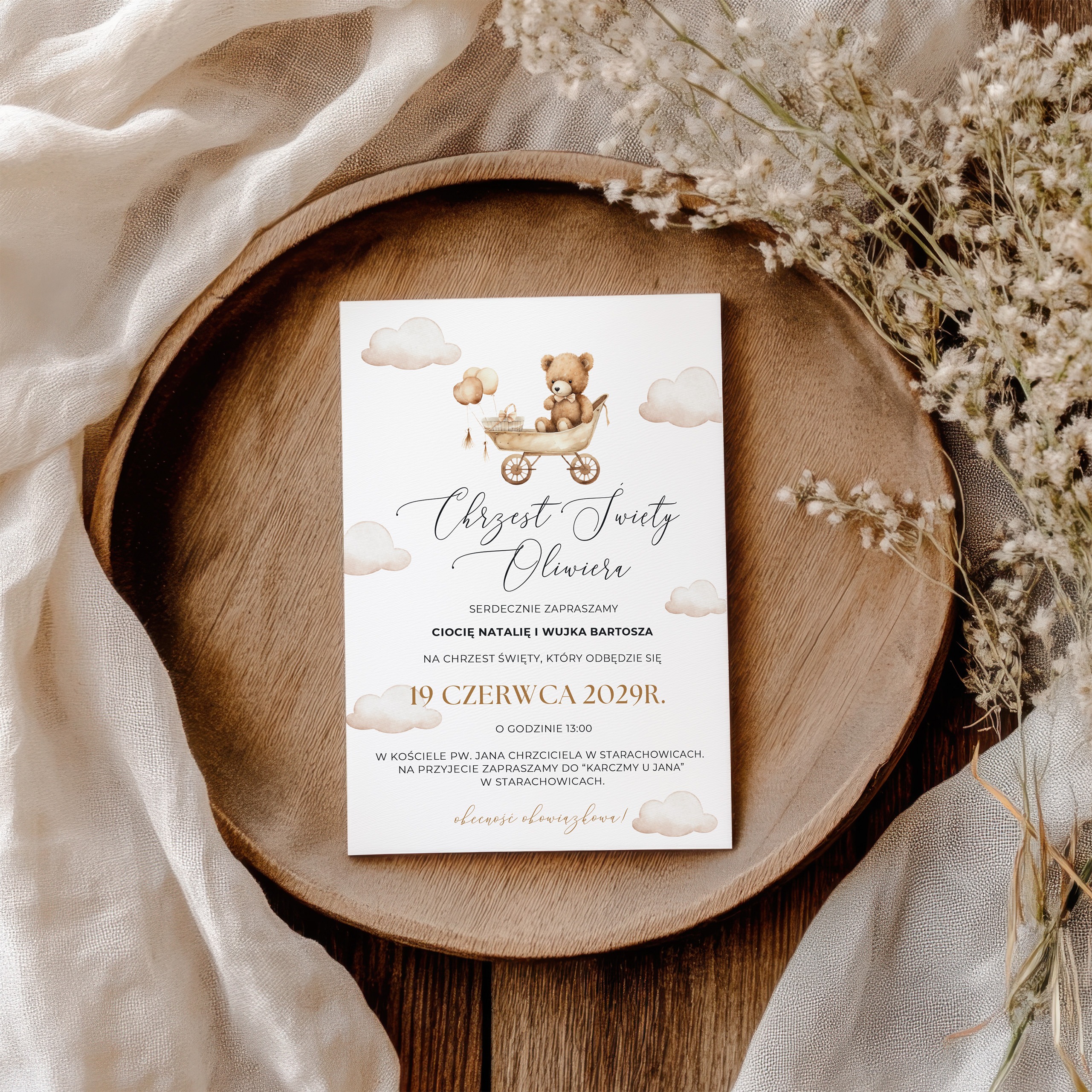 ZAPROSZENIE JEDNOKARTKOWE NA CHRZEST Z MISIEM CJ-01