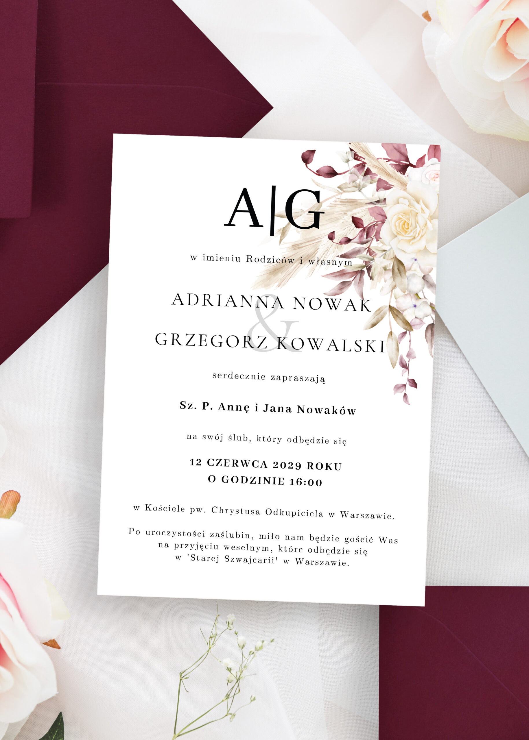 Zaproszenie ślubne jednokartkowe JZ-2