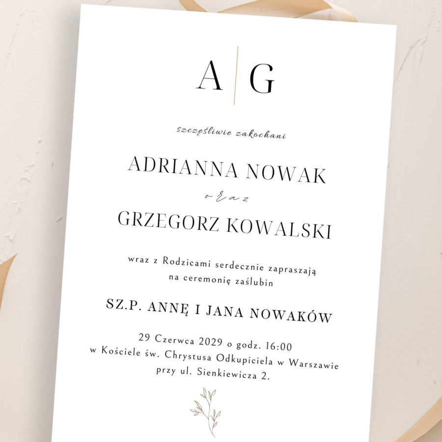 Zaproszenie ślubne jednokartkowe JZ-3