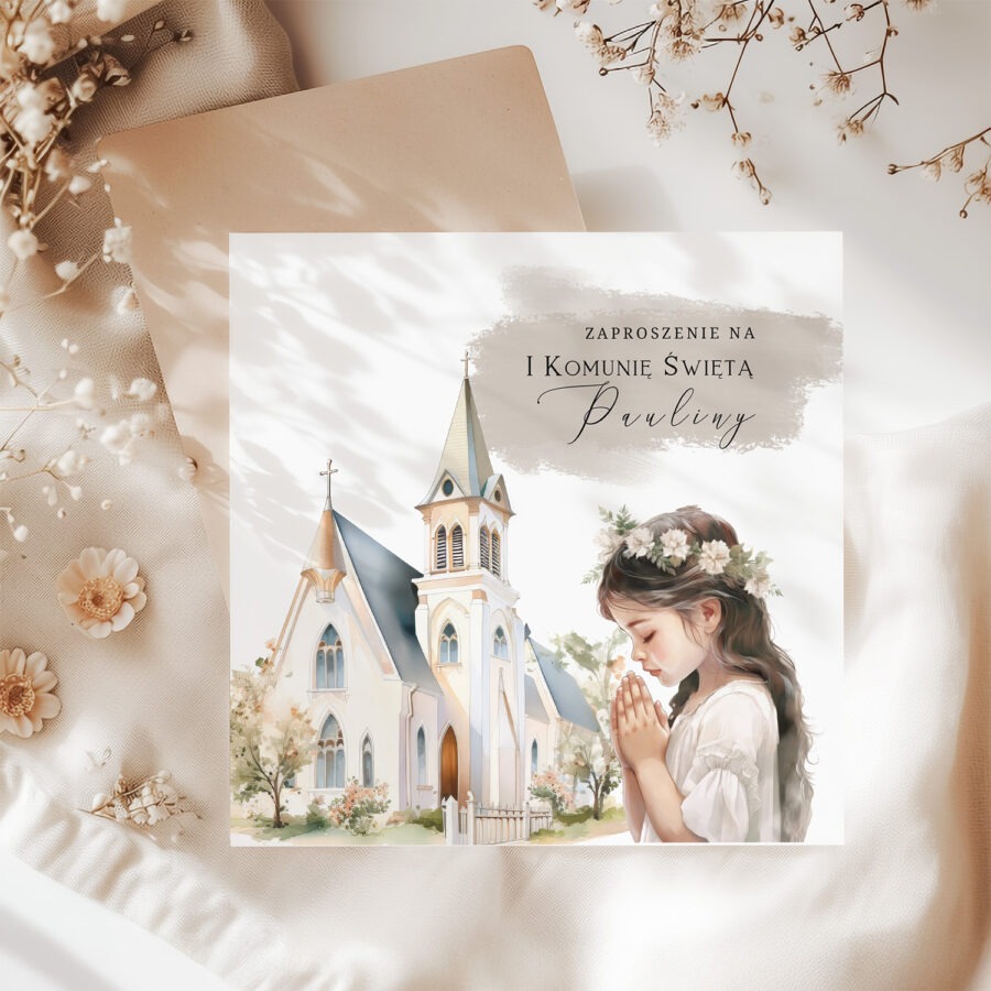 SKŁADANE ZAPROSZENIE NA KOMUNIĘ ŚWIĘTĄ - S06