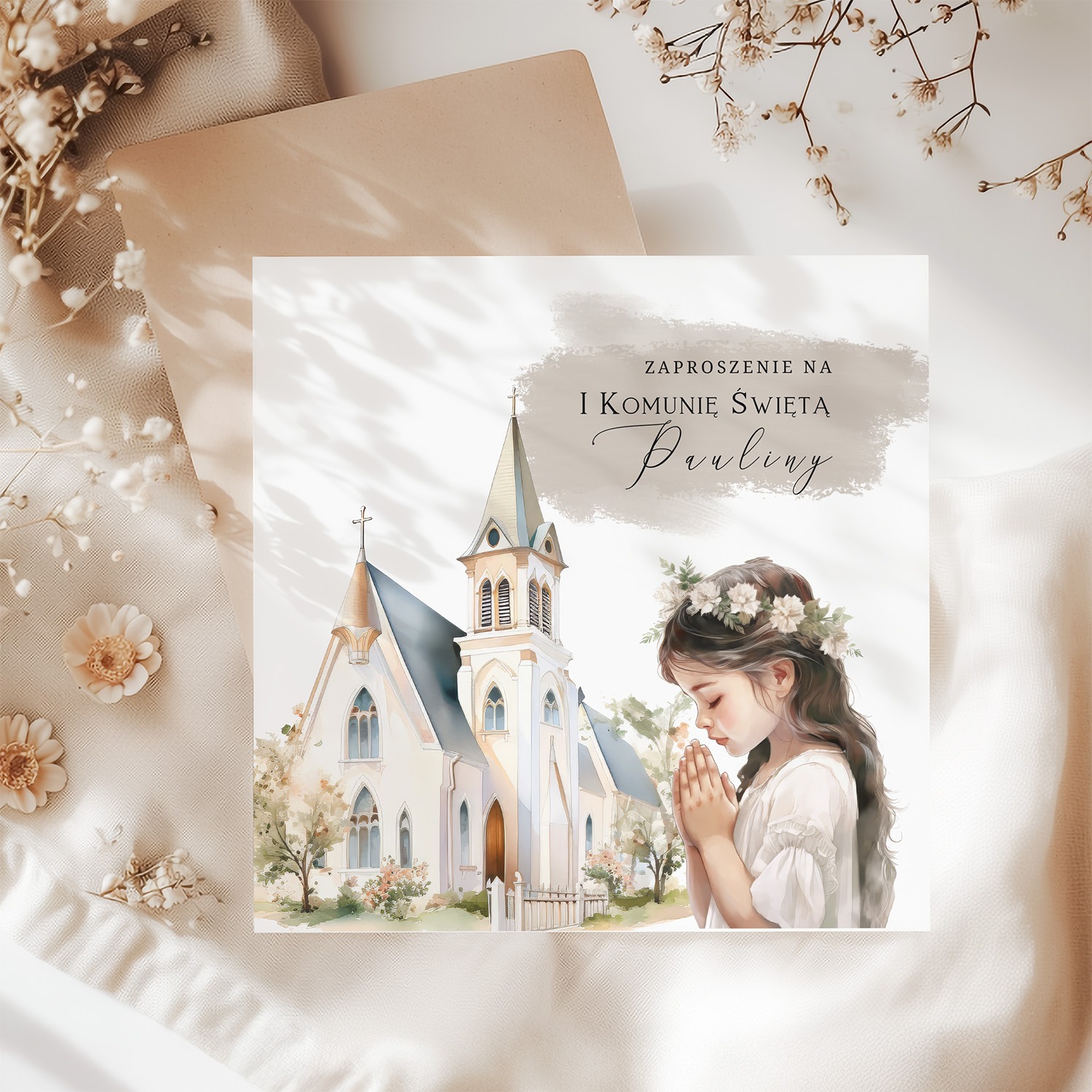 SKŁADANE ZAPROSZENIE NA KOMUNIĘ ŚWIĘTĄ - S06