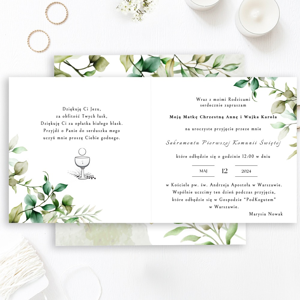 SKŁADANE ZAPROSZENIE NA KOMUNIĘ ŚWIĘTĄ - S01 - obrazek 4