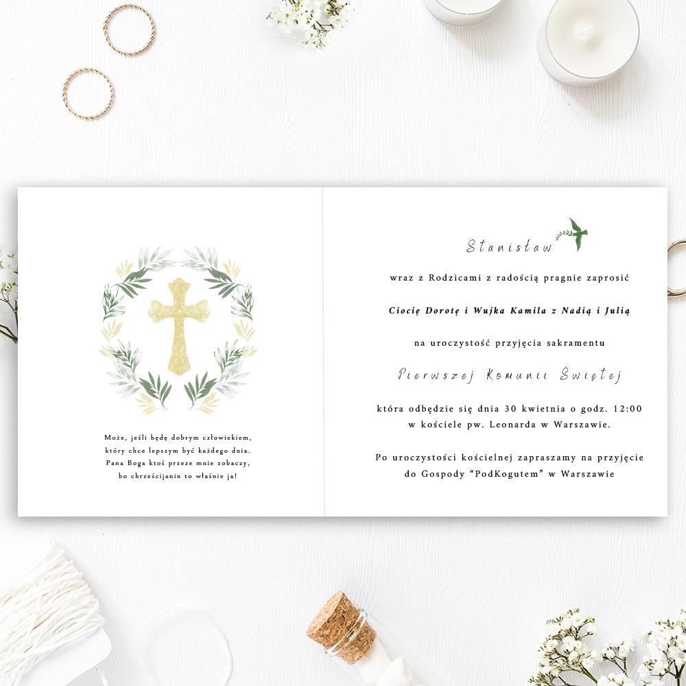 SKŁADANE ZAPROSZENIE NA KOMUNIĘ ŚWIĘTĄ - S02 - obrazek 2