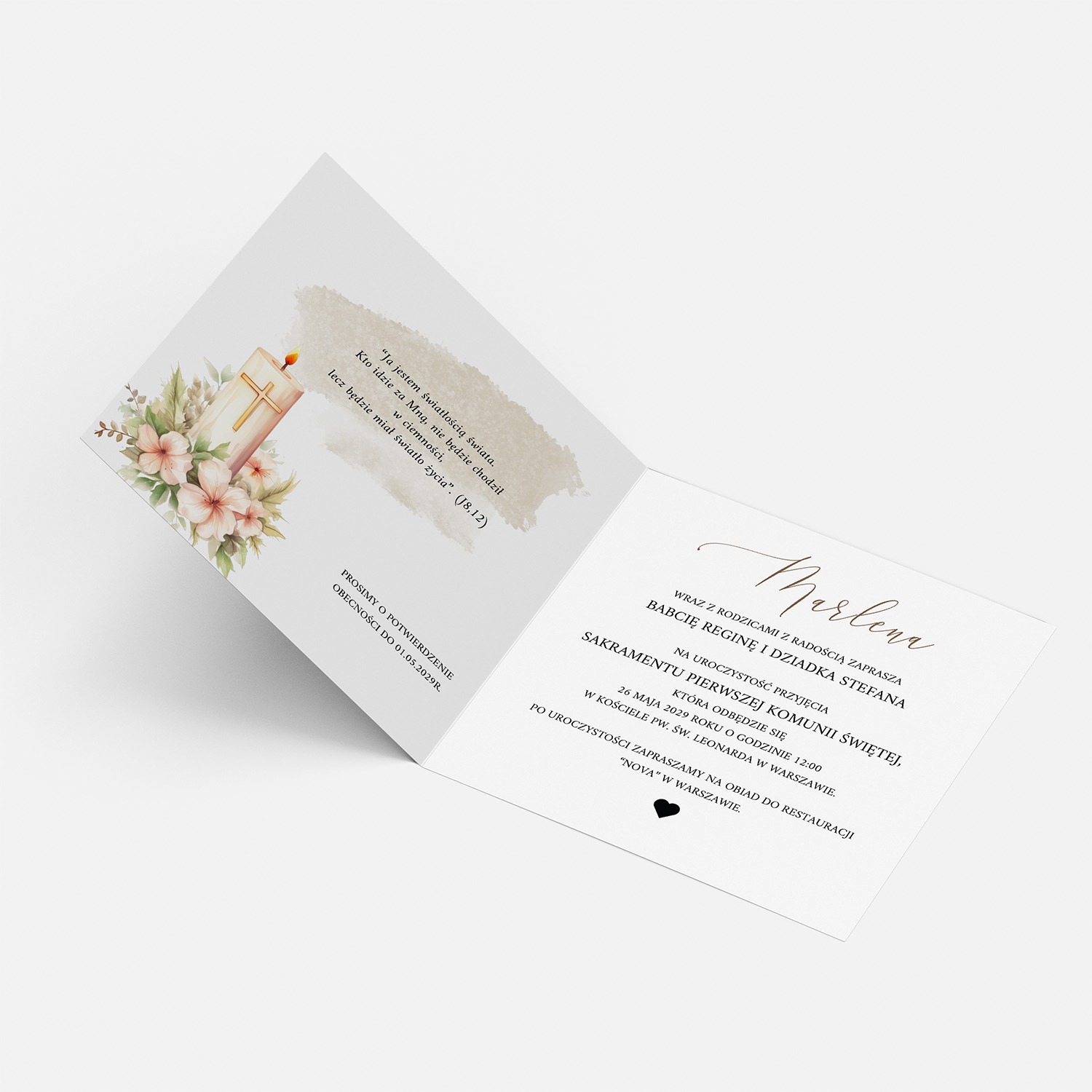 SKŁADANE ZAPROSZENIE NA KOMUNIĘ ŚWIĘTĄ - S07 - obrazek 3