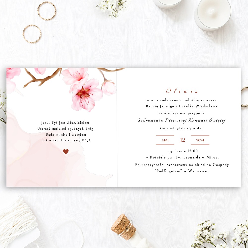 SKŁADANE ZAPROSZENIE NA KOMUNIĘ ŚWIĘTĄ - S03 - obrazek 3
