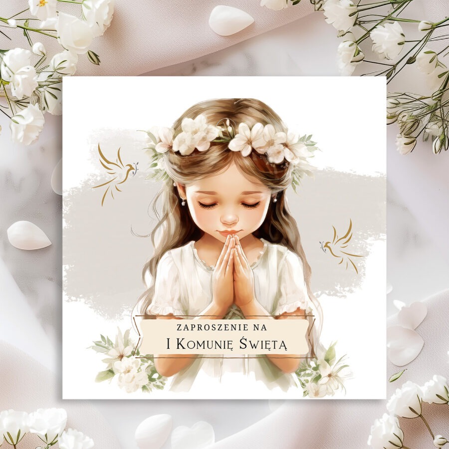 SKŁADANE ZAPROSZENIE NA KOMUNIĘ ŚWIĘTĄ - S09