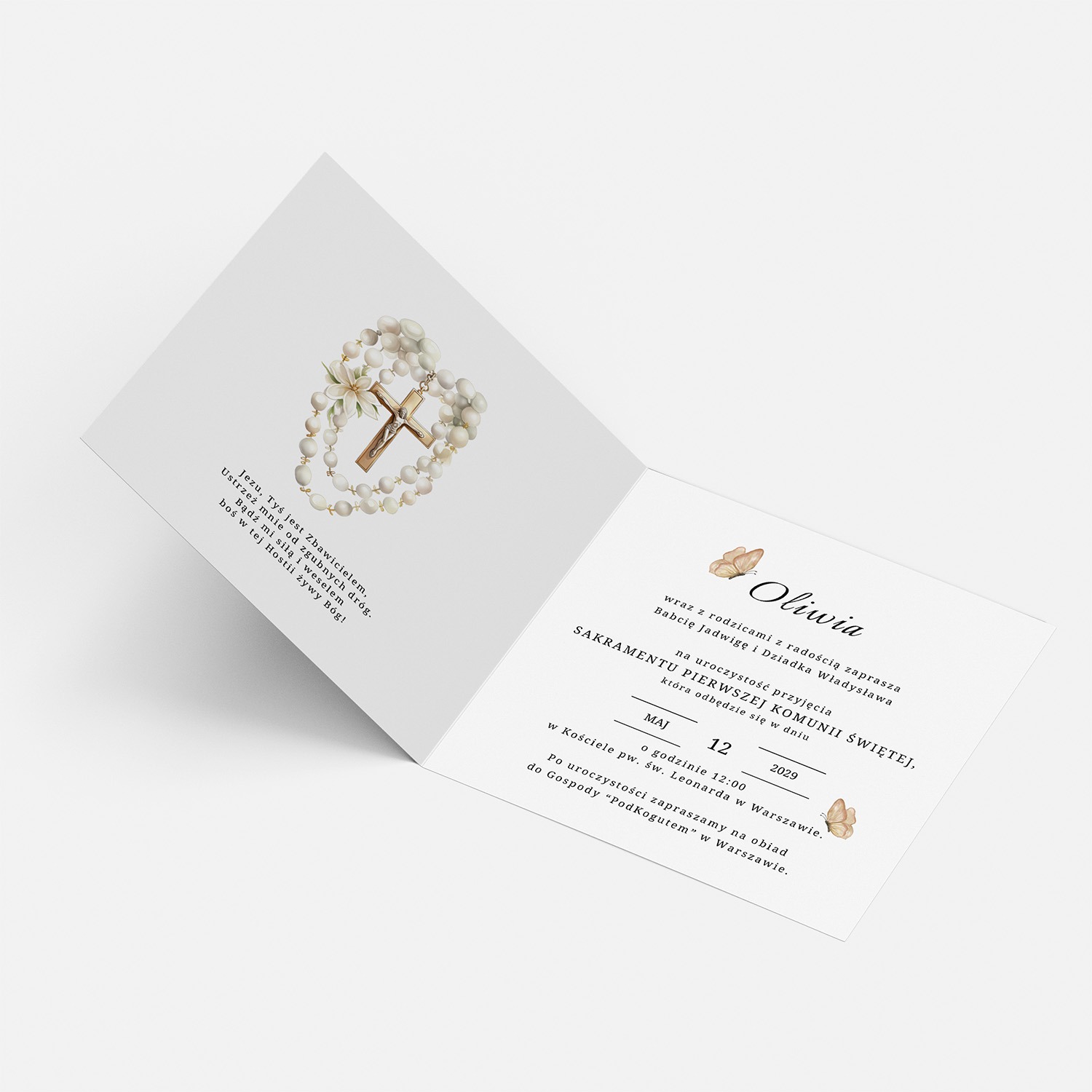 SKŁADANE ZAPROSZENIE NA KOMUNIĘ ŚWIĘTĄ - S09 - obrazek 3