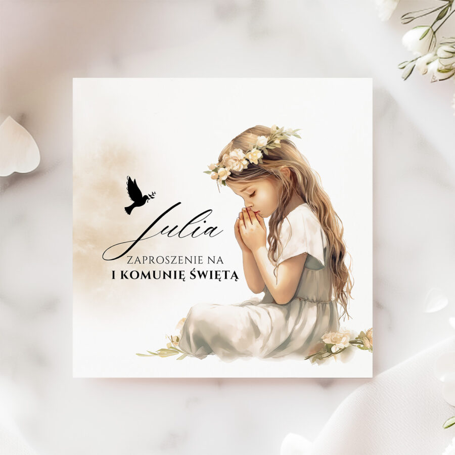 SKŁADANE ZAPROSZENIE NA KOMUNIĘ ŚWIĘTĄ - S10