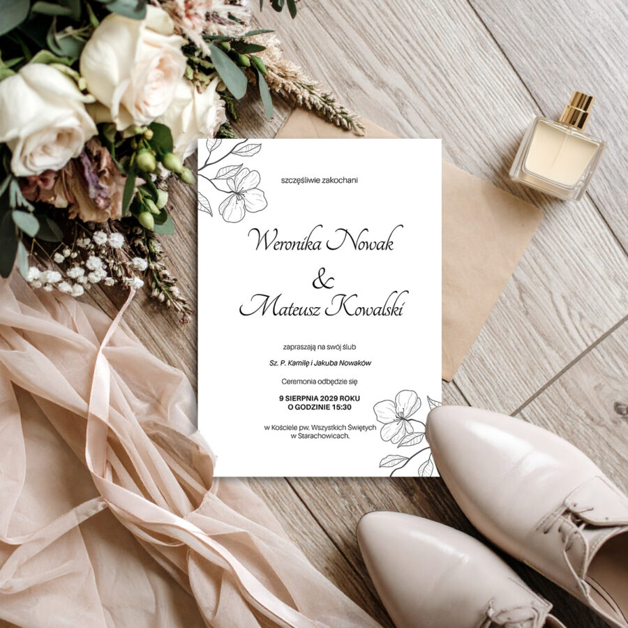 Zaproszenie ślubne jednokartkowe JZ-19