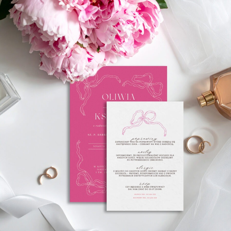 Zaproszenie ślubne jednokartkowe FUKSJA JZ-17